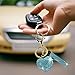 Sandfren Bling Car Keychain, Crystal Rhinestone Love Heart Vehicle Key Chain, Cute Auto Keyring Accessories, Universal Fit (Sky Blue)
