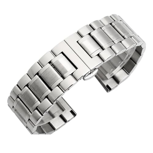 Bracelet montre noir et argent en acier inoxydable compatible de 14 mm à 26 mm