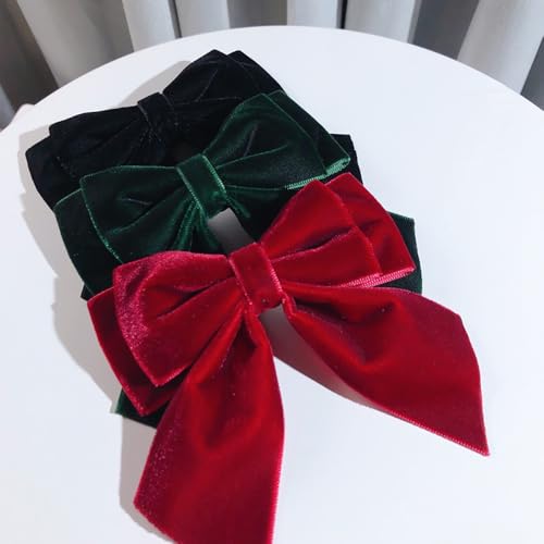 Image of Velvet Pre-Tied Big Bow Knot Brooch Pin for Women Girls Fabric Ribbon Bowknot Collar Lapel Pins Clip Scarf Suit Dress Shirt Bouquet Corsage Brooches Fashion Jewelry Gifts Christmas Prom