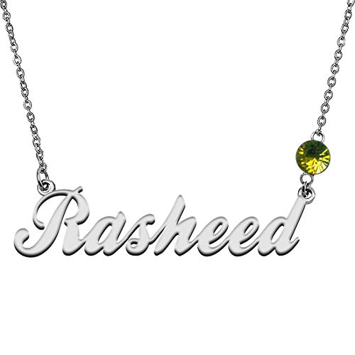 GR859C Personalized Charm Name Necklace with Birthstone for Best Friends Rasheed