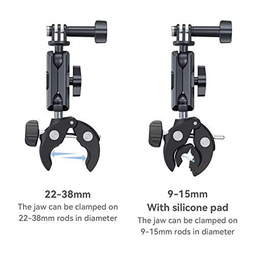 Telesin Handlebar Clamp Mount With Flexible 360 Ball Head Bike Bicycle Motorcycle Boat Vehicle Tree Tube Extension Mounting Attachment For Gopro Insta360 Dji Action Led Light Vlog Video Accessories #TOP3