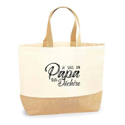Sac cabas papa qui déchire en toile de jute naturelle pour homme