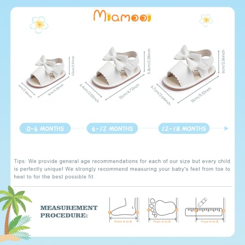 Image of Miamooi Infant Baby Girls Boys Sandals Summer Bowknot Crib Shoes Toddler Pu Leather Flower Soft Rubber Sole Dress Flats First Walker Shoes