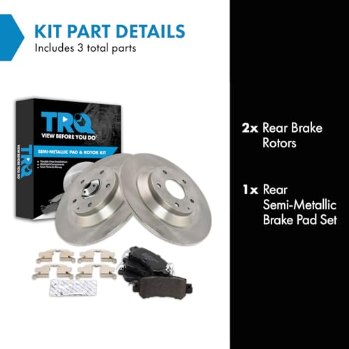 Image of TRQ Rear Brake Pad and Rotor Set Semi Metallic Rotors | For 2013-2015 Mazda CX-5