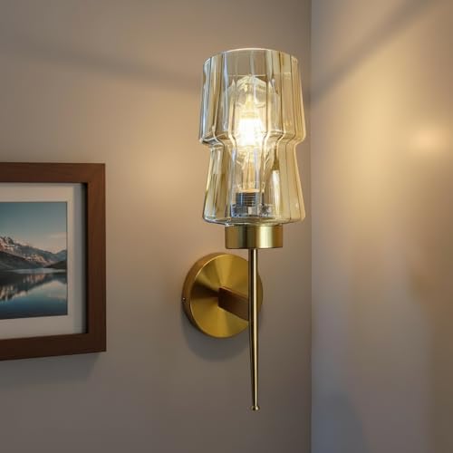 Image of BrightLyt Wall Lights for Living Room, Home Decoration Wall Lamps for Bedroom /Bathroom, Mirror Side Wall Scone Fixtures, Classic Design (Gold Electroplated)