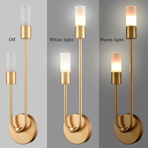 Image of HYDELITE Modern Wall Sconce Gold Wall Light Brass Vanity Light for Bathroom Bedroom Living Room Kitchen LED G9