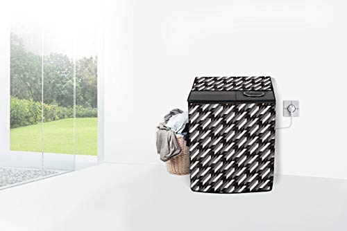 Image of Stylista Washing Machine Cover Compatible for Godrej 12 KG Semi-Automatic Top Loading WSAXISVX1205.0SN3TGPGR, Symmetric Pattern Black