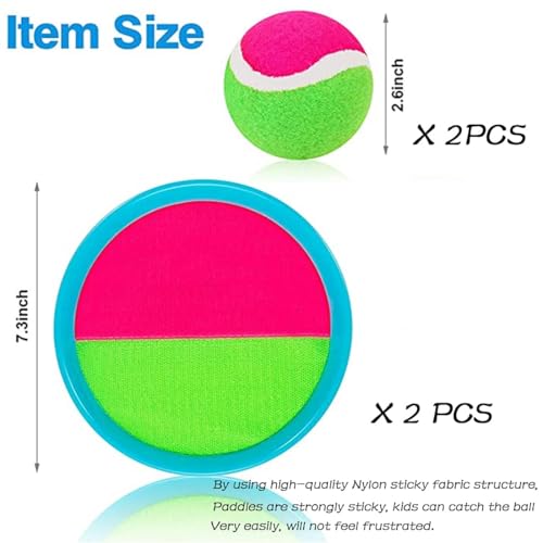 Image of Catch Ball Paddle Game Set - 2 Handheld Catch Discs with 2 Matching Soft Balls - Outdoor Toy for Kids Teens Adults - Beach Backyard Park Fun