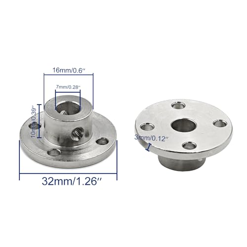 Luomorgo 7mm/0.28 inch Metal Flange Shaft Coupling Rigid Flange Coupling Motors Guide Shaft Axis Bearing 2pcs