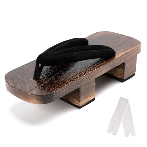 Image of Japanese Shoes Geta Wooden Clogs with Tabi Socks for Men Women