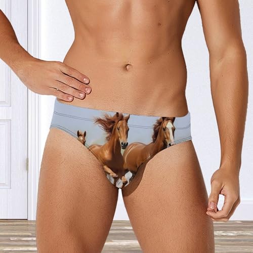 Running Horses Men's Swim Briefs Sexy Bikini Swimsuit Beach Shorts Underwear Low Waist4