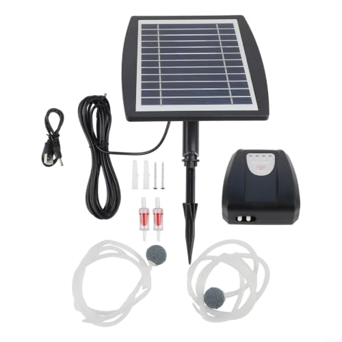 Bomba solar de oxígeno antibloqueo para estanques koi con batería de 2600 mAh 2