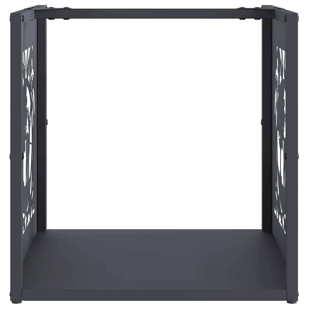Estantería para leña de color antracita, 40 x 40 x 40 cm, acero laminado en frío, cesta de madera, para chimenea, metal, interior, exterior, jardín, terraza, moderno, apilable