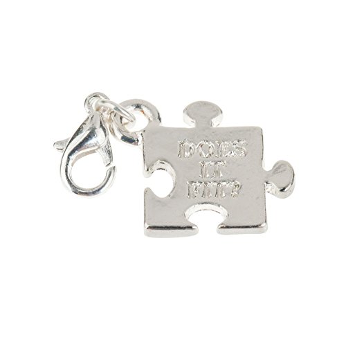 Amazing Trendy Silver Colored Jigsaw Puzzle Piece Shaped Clip On Pendant Charm For Bracelets Bangles With Engraved Words Does It Fit By VAGA