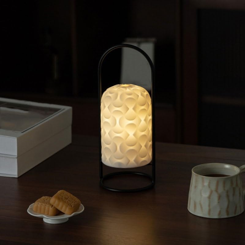 Lampa Stołowa Mała lampka nocna, domowa atmosfera, mały prezent, dekoracja Romantyczna lampka na biurko | Elegant ceramic desk lamp creates warm ambiance for bedroom, living room, office, or dorm. Ideal gift.