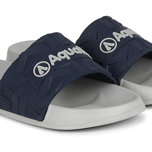 Image of Aqualite NEO-267 Men Slide Slippers with Comfotable Sole Slip-On Flat Flip Flops, Sliders, Chappal & Comfort Insole Slipper for Men