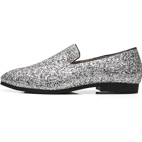 Men's Dress Shoes with Glitter Detailing - Slip-On Formal Wedding Shoes for Ballroom Parties & Special Occasions2