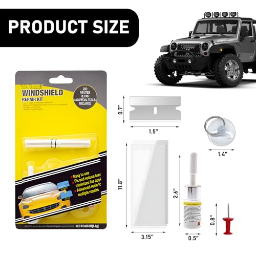 Image of Ohleats Windshield Repair Kit, Windshield Glass Crack Gone Repair Nano Fluid Resin Filler, Quick Repair Kit for Fixing Windscreen Chips Bulls-Eye Star-Shaped Crack, Car Accessories