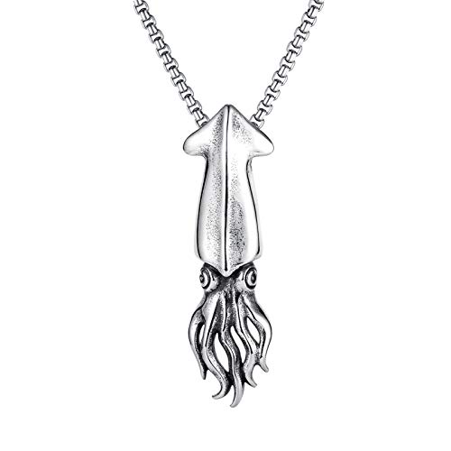 Punk Rock Stainless Steel Ocean Octopus Pendant Necklace,24inches Link Chain