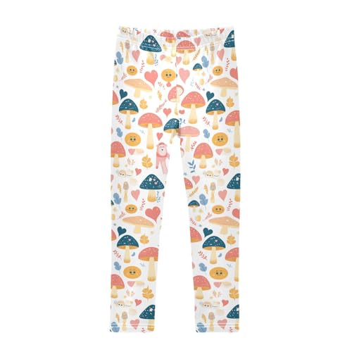 KLL Seamless Design Safari Mushroom Toddler Girls Athletic Leggings Comfortable High Waisted Dance Pants Running