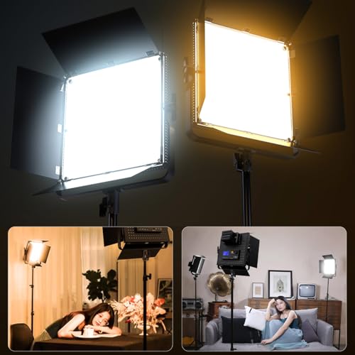 Image of 100W Professional Panel Light Camera Light 1300PCS LED Fill Light Bi-Color Adjustable 3000-8000K Studio Streaming Light Camera Photo Shooting (Brightness up to 340000lux /0.5m)