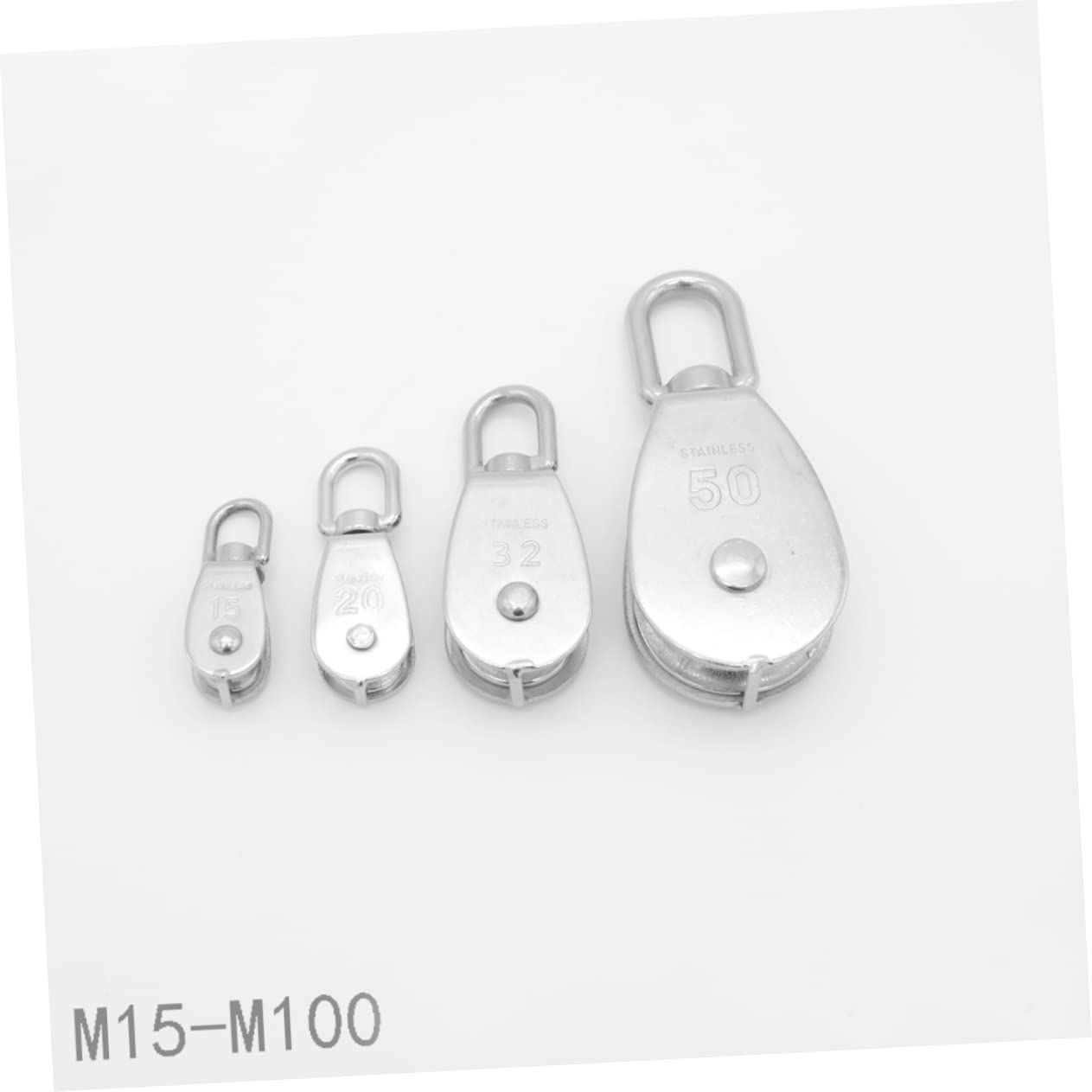 MUCKLILY 2 Pcs Single Swivel Pulley Block Wheel 15mm Stainless Steel Pully 35kg Capacity for Heavy Duty Work
