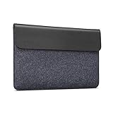 Lenovo Yoga Laptop Sleeve for 14-Inch Computer, Leather and Wool Felt, Magnetic Closure, Accessory Pocket, GX40X02932, Black