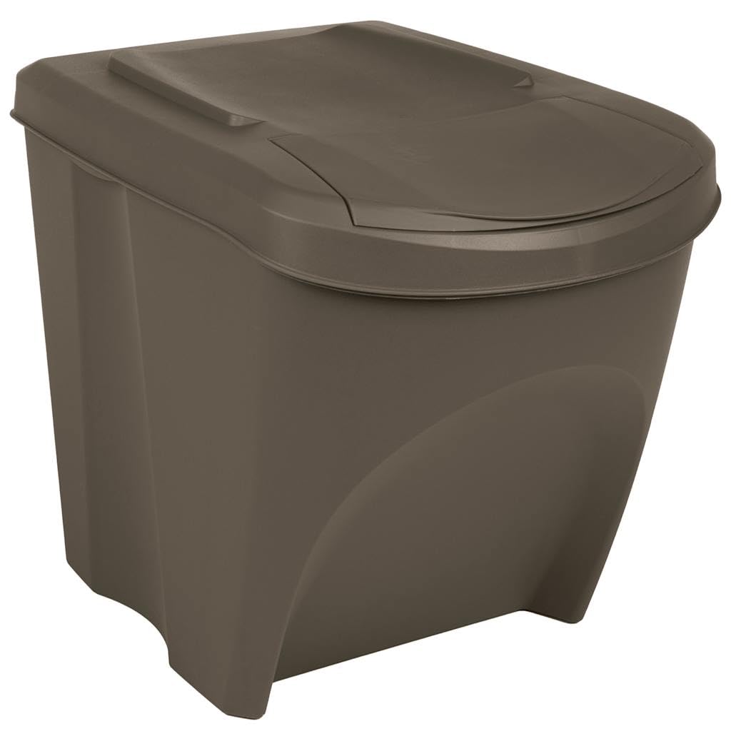 vidaXL 3X Cubos de Basura Apilables Canasta Papelera Oficina Restaurantes Residuo Reciclaje Hogar Cocina Escuelas Polipropileno Gris 75 L