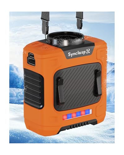 SynclaspX Waist Fan, 10000mAh Rechargeable Belt Clip Fan, 24H Runtime, 49ft/s Strong Airflow, 3-Speed 7-in-1 Hands-Free Personal Fan with Bottom Air Intake and LED SOS Light for Jobsite Outdoor Work