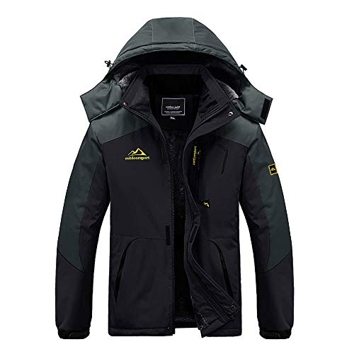 BIYLACLESEN Mens Fleece Jacket Hoodie Jacket Fleece Soft Shell Jacket Windbreaker Outdoor Jacket Winter Coats for Men Grey