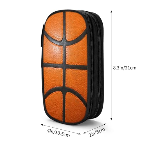Image of Perinsto Basketball Texture Pencil Case Big Capacity Multi Compartment Stationery Box Pencil Pouch Holder Desk Organizer For School Office Home
