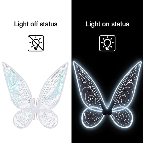quescu Light up Fairy Wings for Adults,Electroluminescent Wire LED Butterfly Wings for Girls Women,Halloween Costume Dress Up