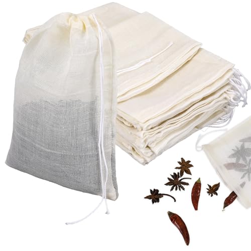20 Pcs Tea Bags Empty Cotton Spice Bags for Cooking Unbleached Reusable, Muslin Drawstring Cheese Cloth Cotton Bag for Straining Sachet Bag Loose Leaf Tea (3 x 4 Inches)