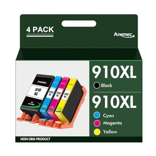 Anemec 910XL Ink Cartridges Combo Pack Replacement for HP Ink 910 XL Compatible with OfficeJet Pro 8020 8025 8028 8035 8030 8010 8015 8018 8022 Printer, 4 Pack