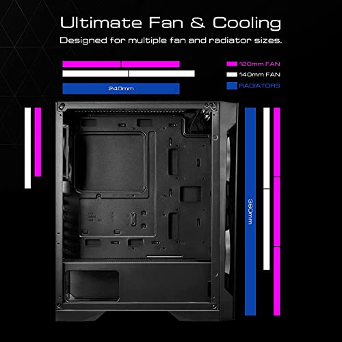 Image of GAMDIAS ATX Mid Tower Gaming Computer Case for Desktops & PC, 2X 200mm ARGB LED PC Case Fans Sync with Motherboards, Support Front 360mm & Top 240mm Cooler, Front & Side Tempered Glass Black