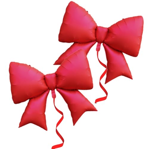 Image of 36 Inches Bow Foil Balloon Huge Bowtie Red Balloon for Baby Shower, Wedding, Kids Theme Party Decoration (Red 3)