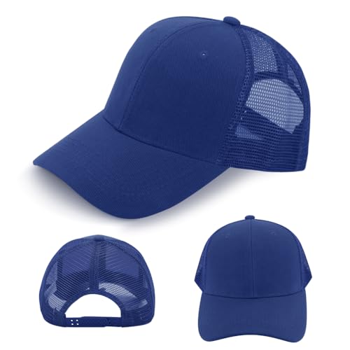 Image of ZH 24 Pack Blank Mesh Trucker Hats, Bulk Baseball Caps Adjustable for Men and Women, Wholesale Plain Snapback Caps