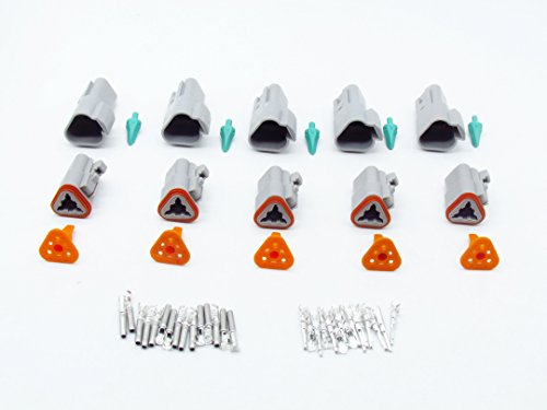 CNKF 5 Sets DT 3 Pin gray male/female adapter auto Waterproof Electrical Wire Connector Plug DT06-3S/DT04-3P