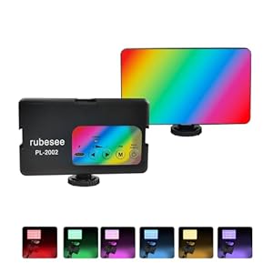 RGB Video Light Portable LED Camera Light for Photography with 3 Cold Shoe Mounts Studio Lights 2500K-7000K 1800mAh Rechargeable DSLR Lighting for Vlogging, Photography, Video Conference