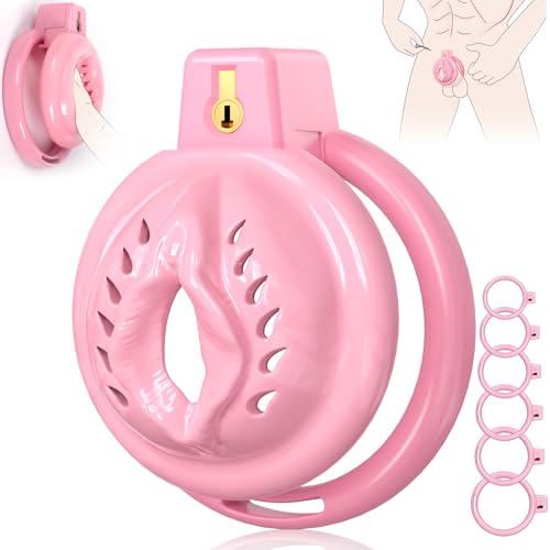 Chastity Cage Male Cock Cage - ACUMUM Soft Silicone Chastity Devices Adult Toys Inverted Male Chasity Cages Sex Bondage Toys for Men Sissy Chastity Cage Flat Penis Cage Clitoris Pink