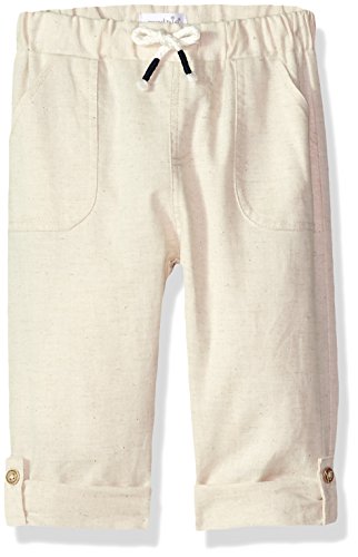 Mud Pie Baby Boys Faux Linen Drawstring Waist Pants, Brown, 6-9 Months