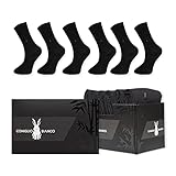 6 Paar Bambus Socken Herren Anti Schweiß, Business Bambus Socken Schwarz, Bamboo Socks für Business und Freizeit, Herrensocken ohne Gummibund, Gummidruck ohne Naht, Atmungsaktiv, Weich (43-46)