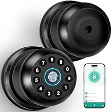 Fingerprint Door Lock, Smart Fingerprint Door Knob with Keypad, Biometric Door Knobs with App Control, Auto Lock Door Lock with Code, Keyless Door Knob with Locks for Bedroom, Home,Office-Matte Black