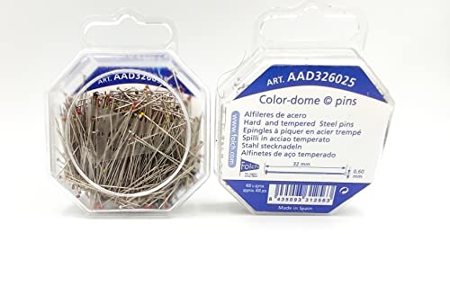 400 alfileres con Cabeza de Color Fina, Profesionales, para sastres, diseñadores, Quilters, bolillos, 32mm x 0,60mm. Jabali