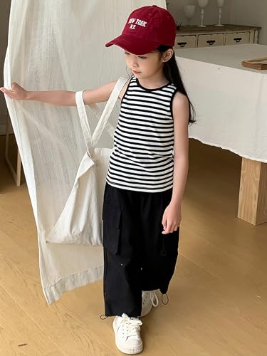 BINIDUCKLING Toddler Tank Top Girls Summer Cute Striped Sleeveless Top 24 Months-8 Years4