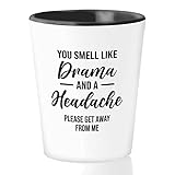 Bubble Hugs Mother's Day Shot Glass 1.5oz - Drama and Headache - Funny Mama Women Step Mother Daughter Son From Father Lovely Wife Grandma Super Mom Family Birthday