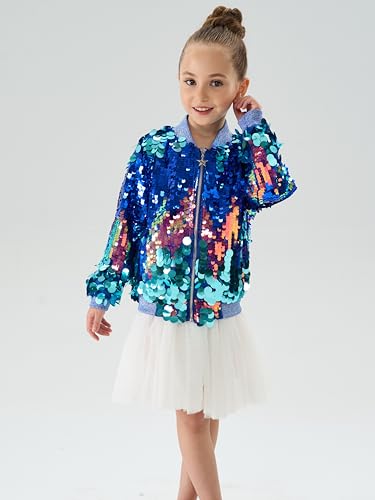 Image of 2Bunnies Girl Ombre Pastel Gradient Shimmer Sparkle Colorful Sequin Bomber Jacket