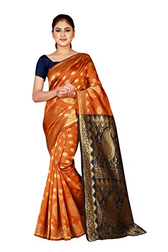 Nirja Creation Women's Banarasi Silk Saree With Blouse Piece Nirja Creation Women's Banarasi Silk Saree With Blouse Piece