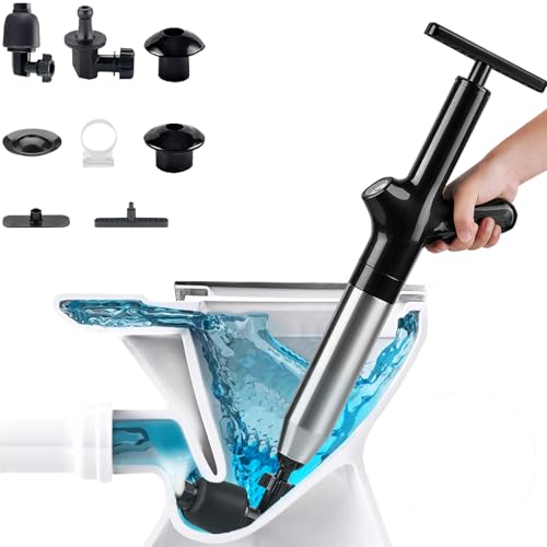 Image of Toilet Plunger,Drain Clog Remover, High Pressure Air Drain Blaster with Real-Time Barometer Drain Snake Sink Plumb Plunger Gun for Bathroom,Sink,Floor,Kitchen Clogged