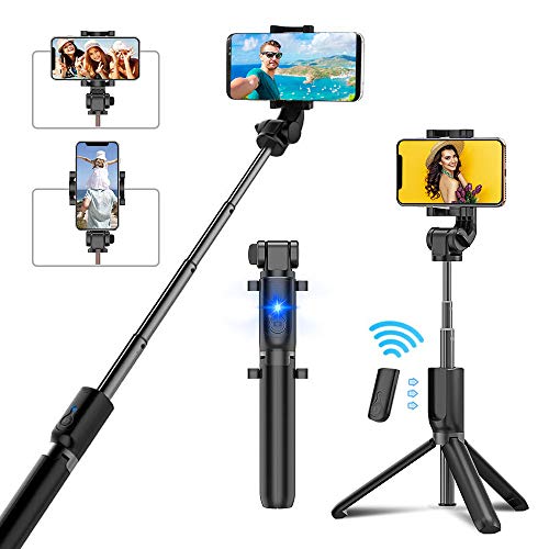 Cocoda Palo Selfie Tripode, Tripode para Movil Extensible Bluetooth con Control Remoto Inalámbrico Ajustable de 360u00b0 Compatible con iPhone SE/11 Pro MAX/XS MAX/X/8, Galaxy S20/S10/S9/Note y Más